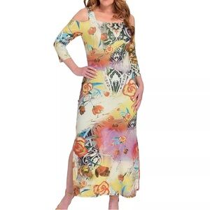 Women’s Jorge Perez 3/4‎ Sleeve Shoulder Cut-out Maxi Dress